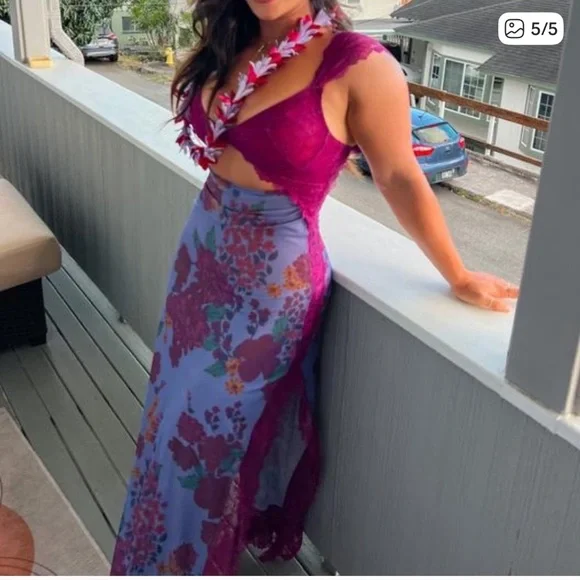 Free People Purple and Red Floral Maxi Skirt - Picture 5 of 5